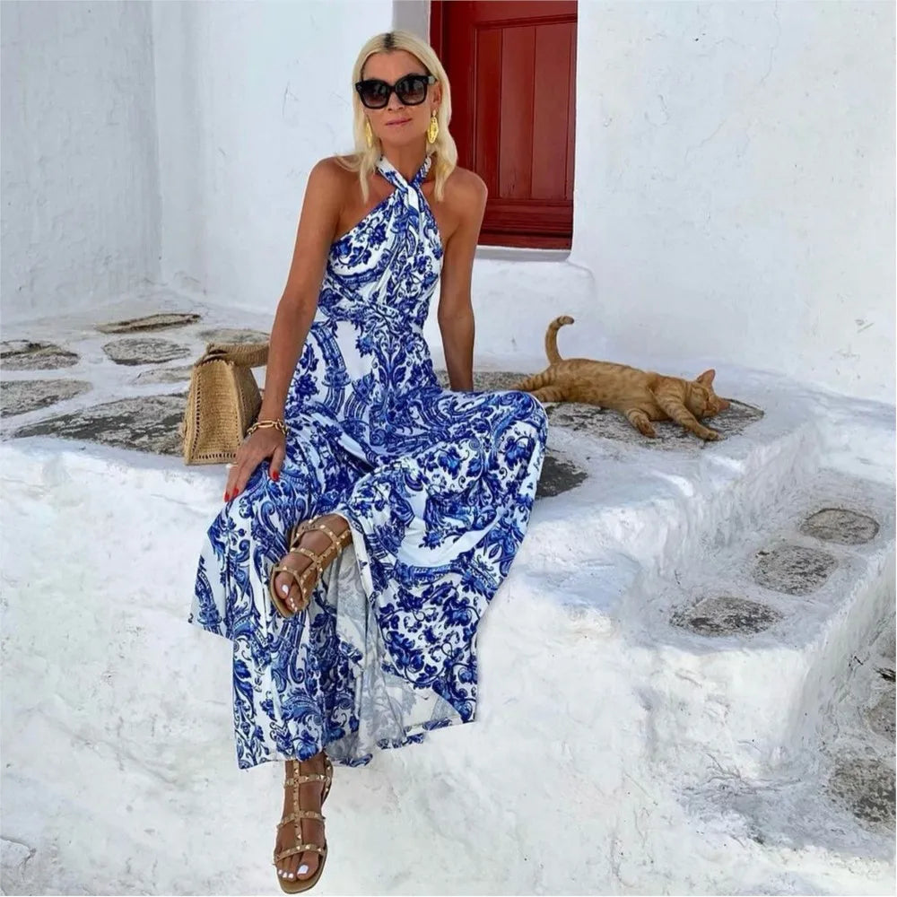 Orla | Refined Halter Neck Maxi Cocktail Dress