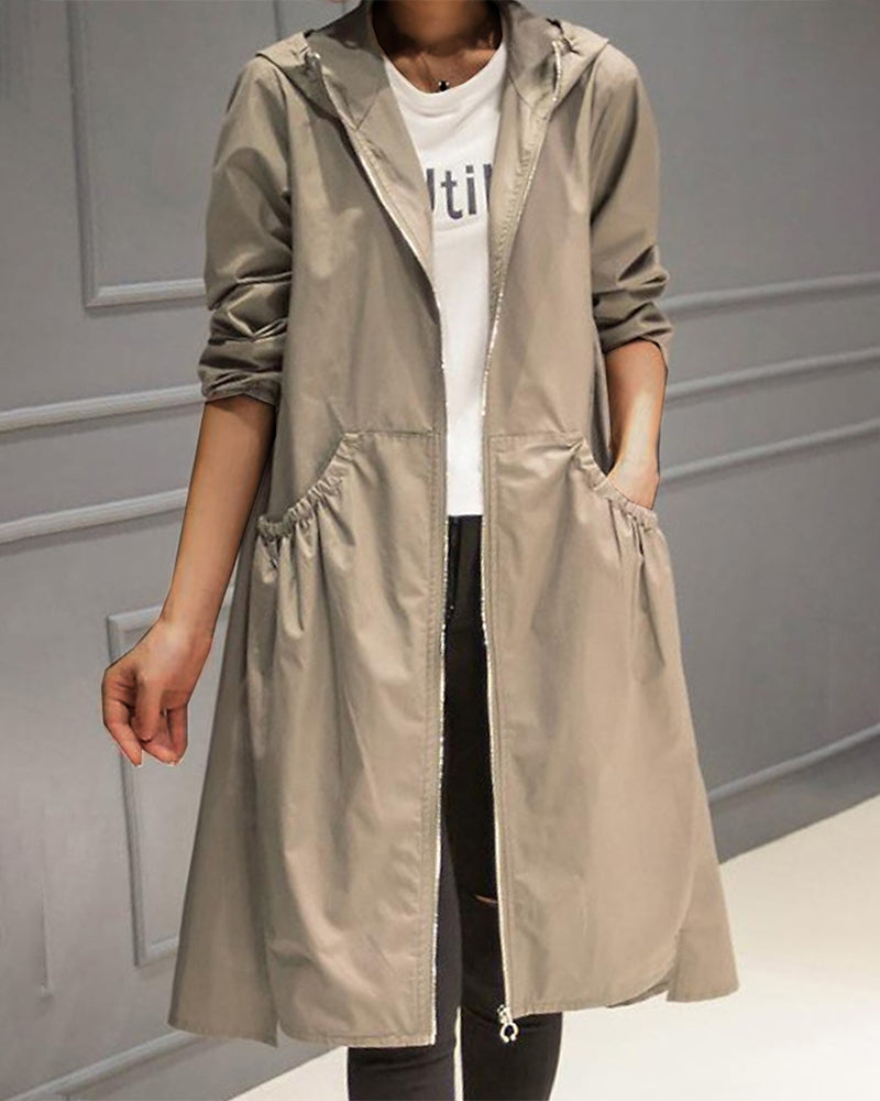 Orla | Stylish Hooded Longline Trench Coat