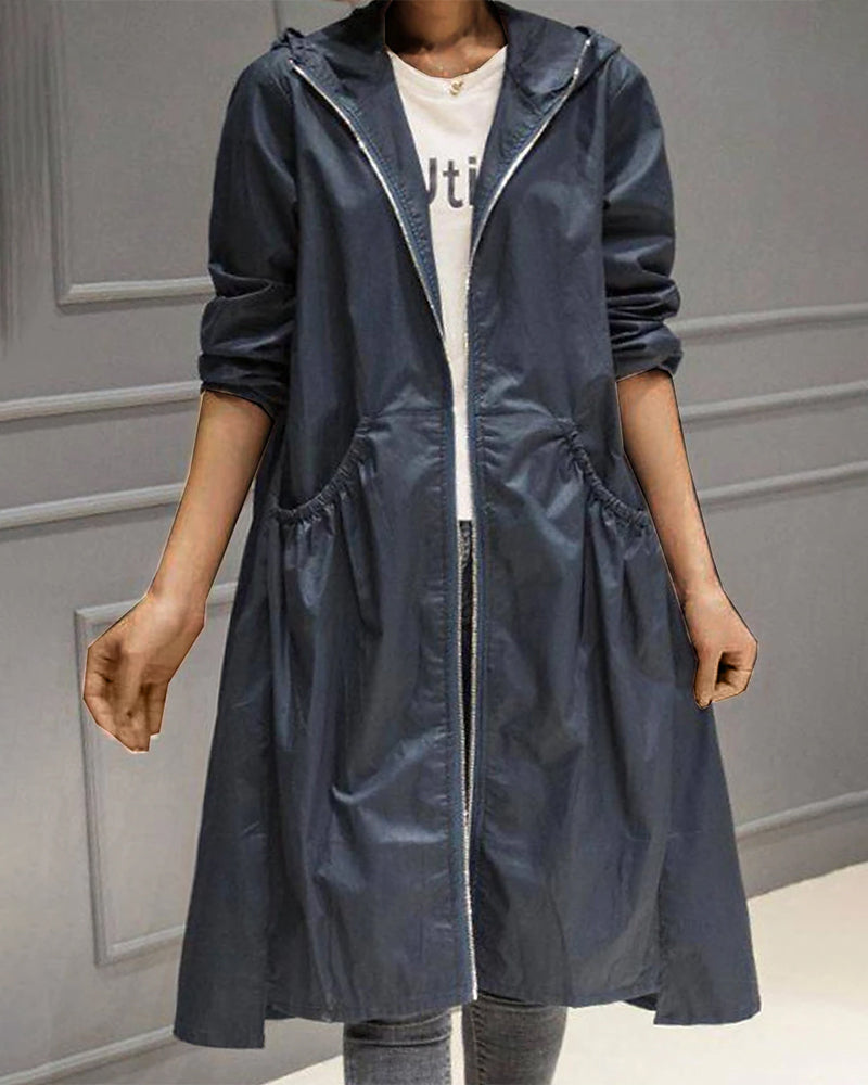 Orla | Stylish Hooded Longline Trench Coat