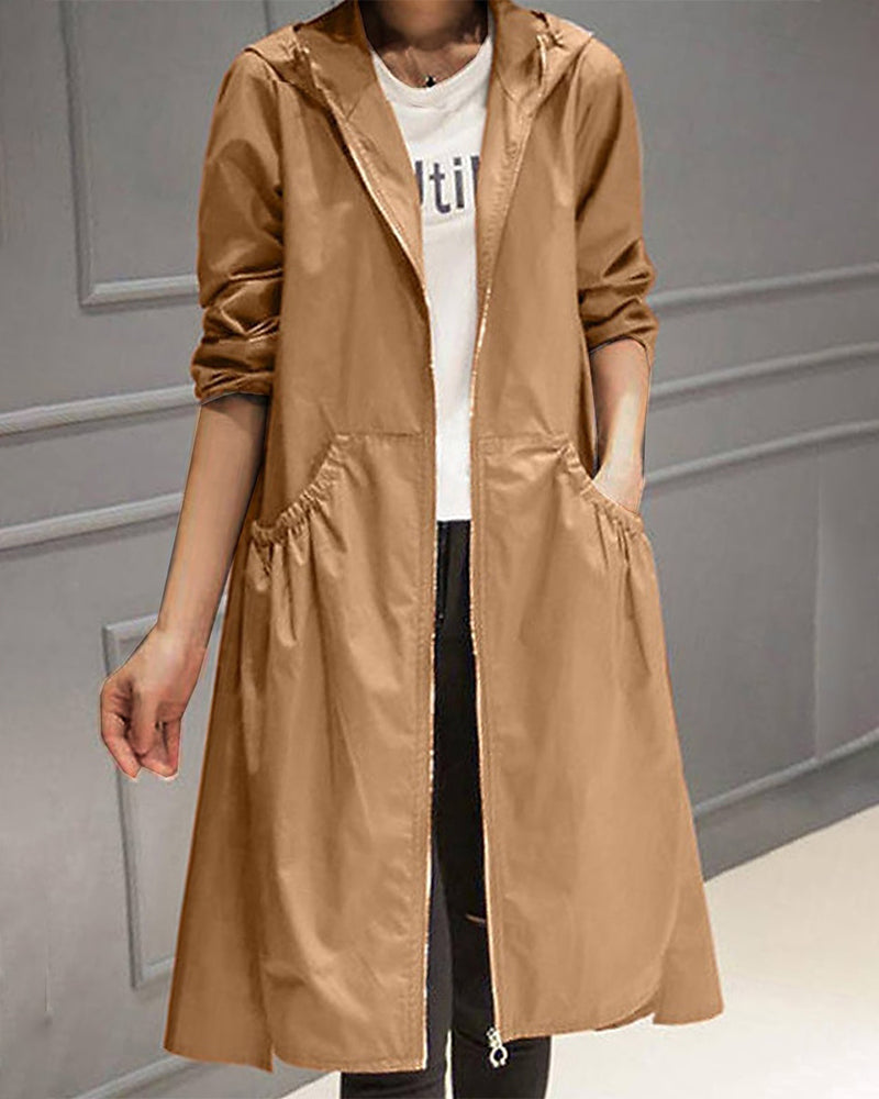 Orla | Stylish Hooded Longline Trench Coat