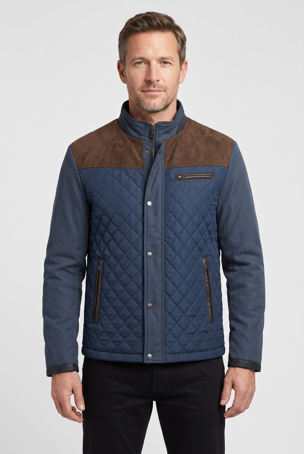 Oscar | Classic Quilted Mens Puffer Jacket with Shoulder Patch