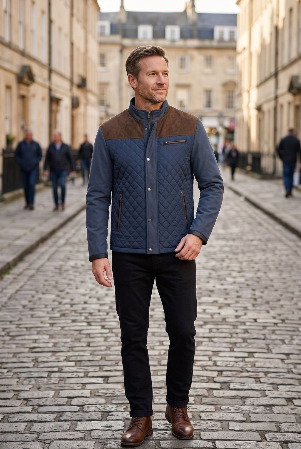Oscar | Classic Quilted Mens Puffer Jacket with Shoulder Patch