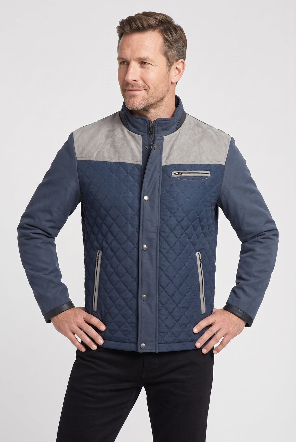 Oscar | Classic Quilted Mens Puffer Jacket with Shoulder Patch