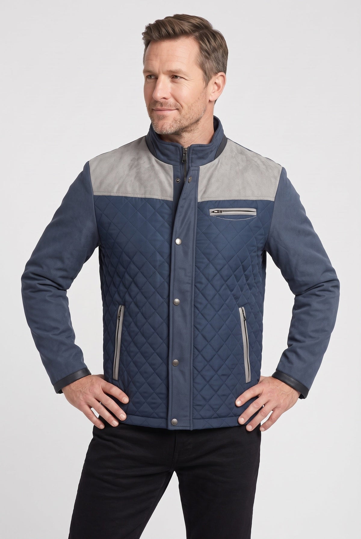 Oscar | Classic Quilted Mens Puffer Jacket with Shoulder Patch