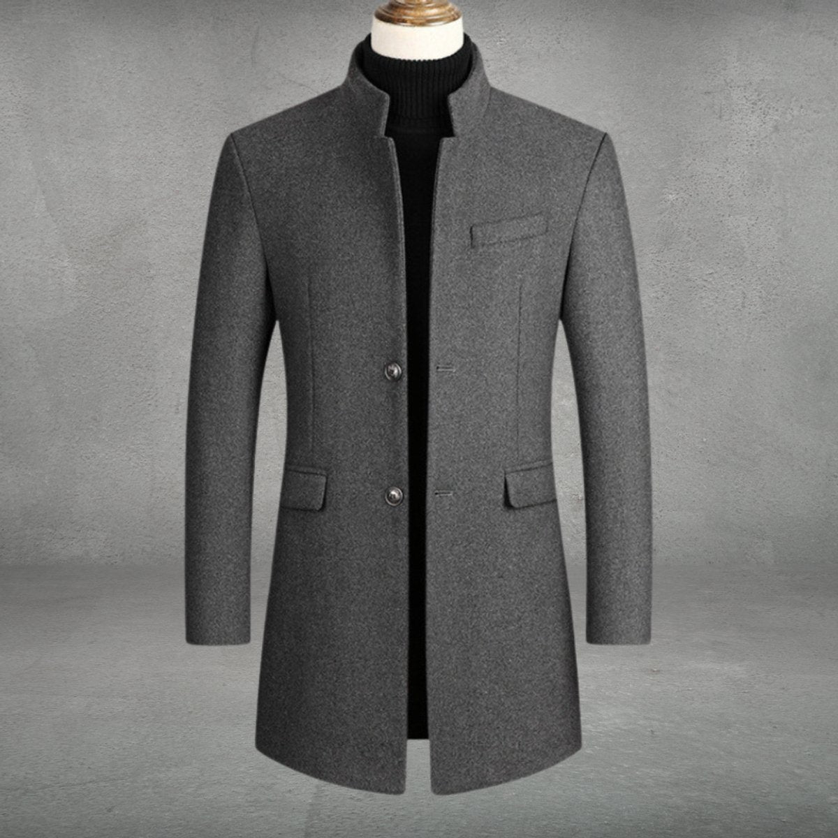 Otis | Cosy Tailored Standing Collar Mens Overcoat