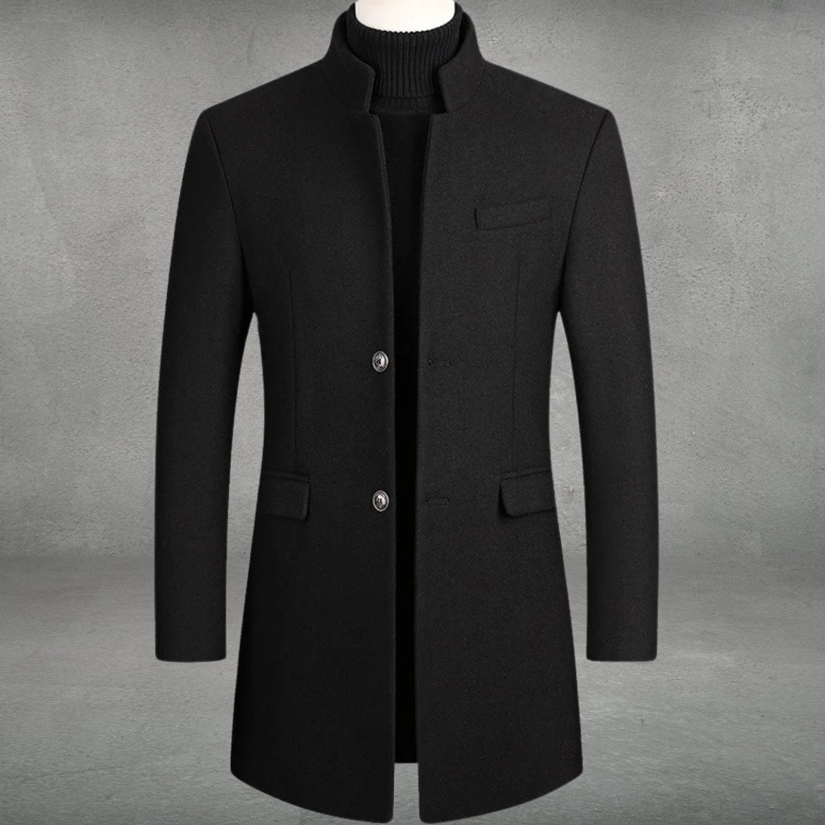 Otis | Cosy Tailored Standing Collar Mens Overcoat