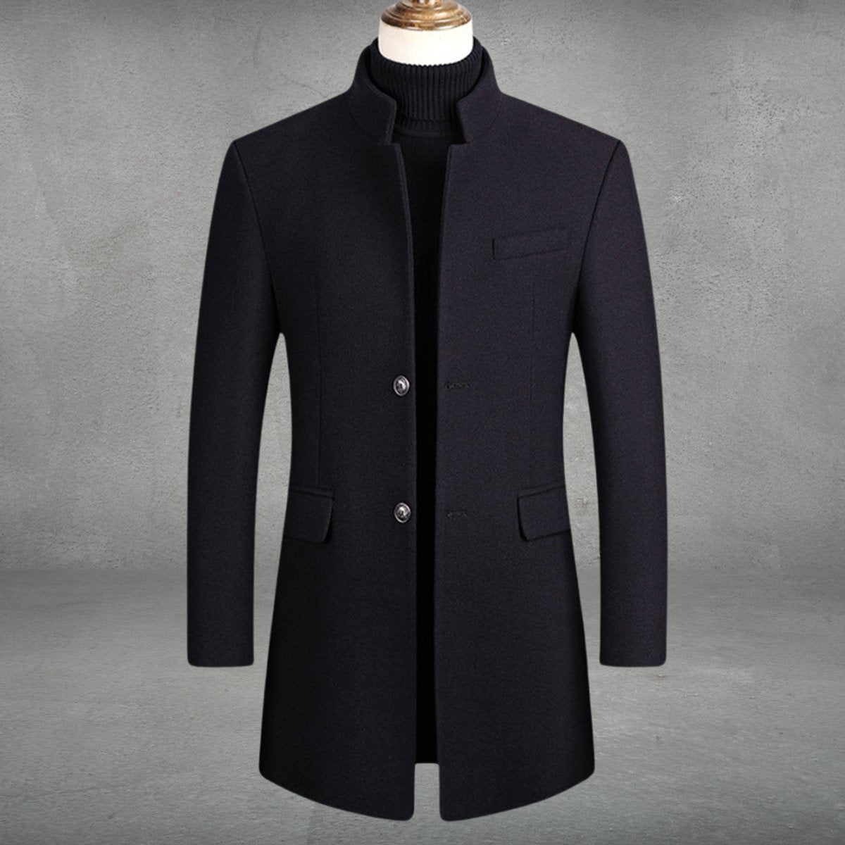 Otis | Cosy Tailored Standing Collar Mens Overcoat