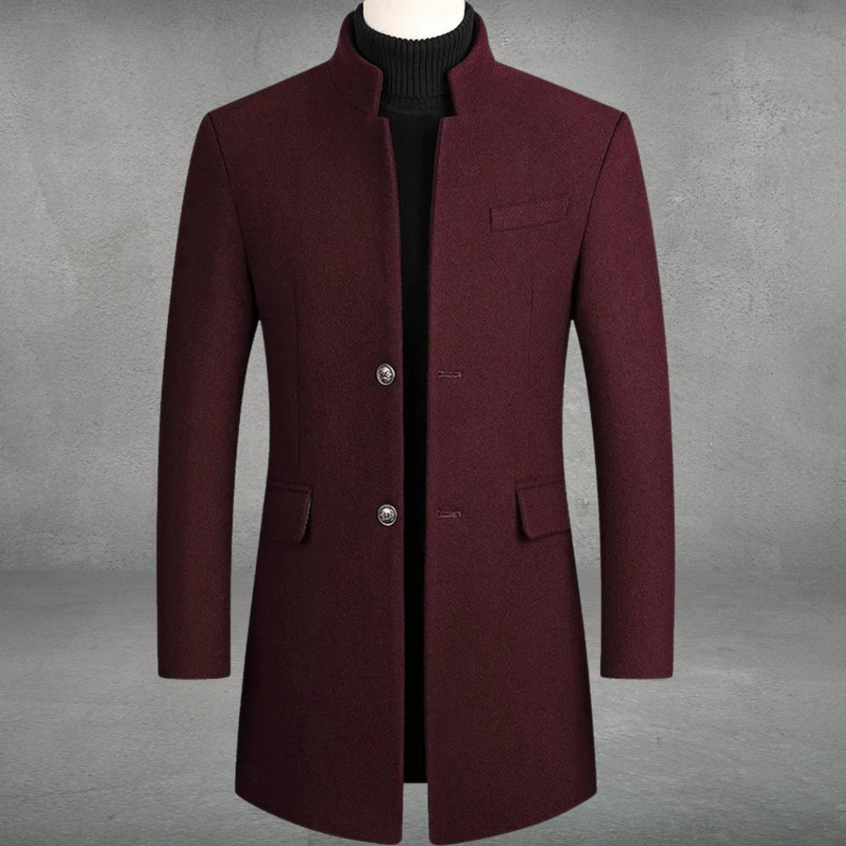 Otis | Cosy Tailored Standing Collar Mens Overcoat