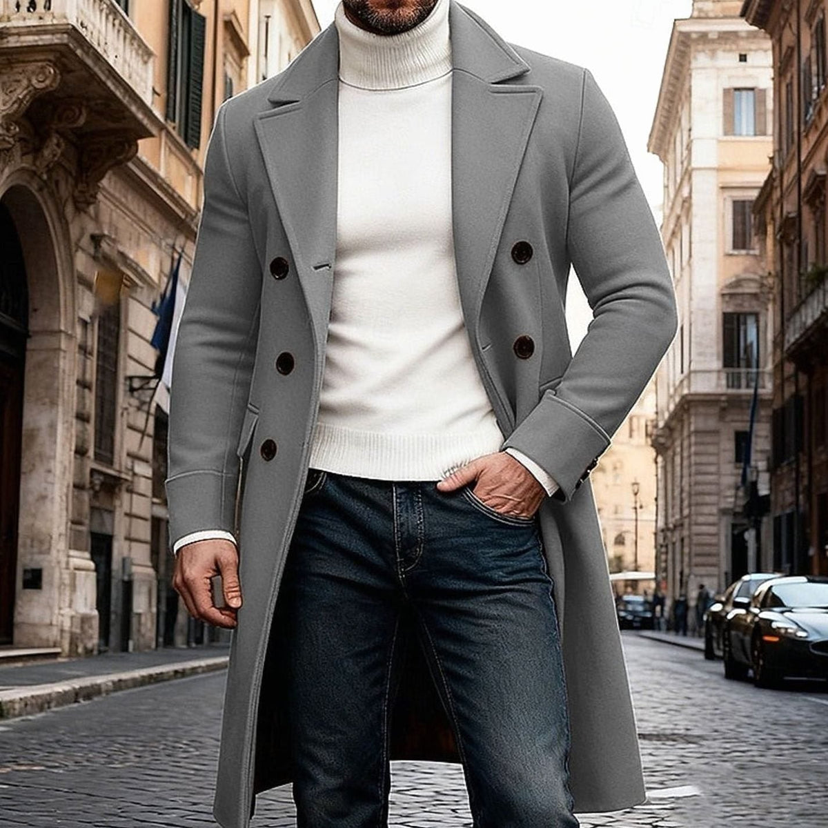 Otis | Graceful Double-Breasted Long Mens Coats