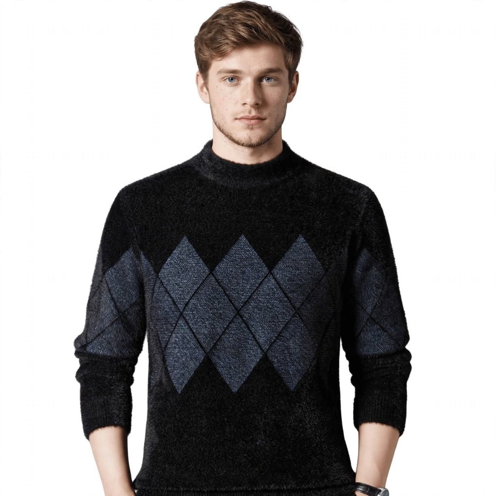 Otis | Long Sleeve Mock Neck Mens Argyle Jumper