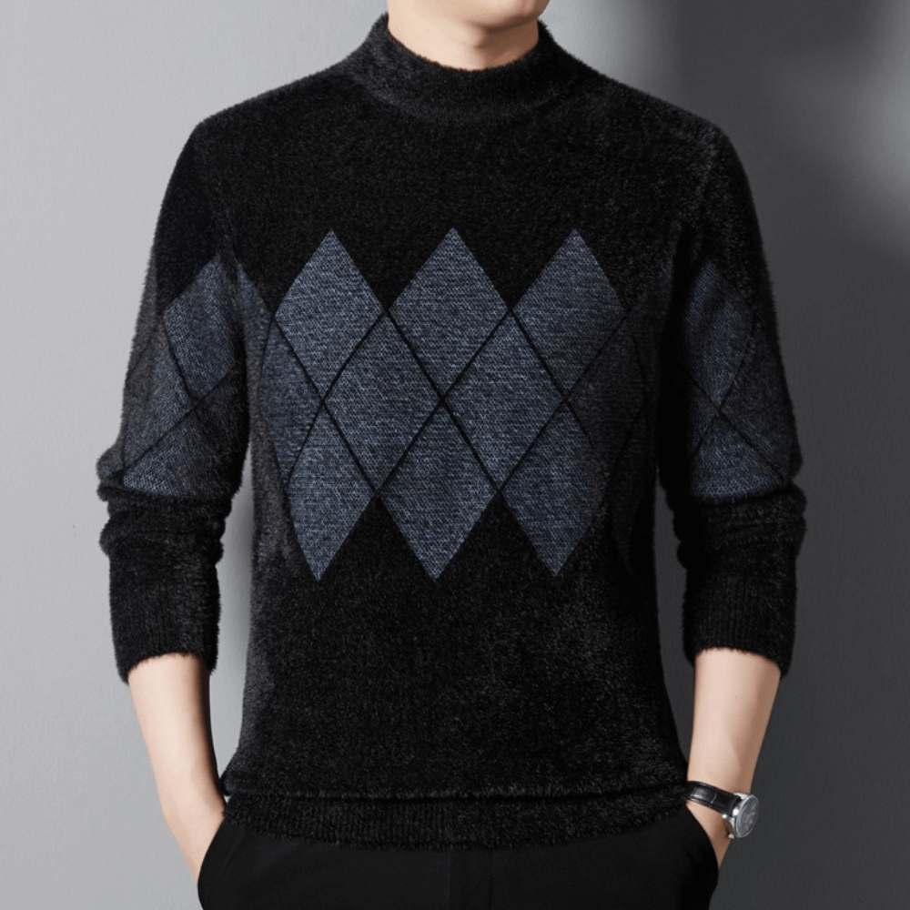 Otis | Long Sleeve Mock Neck Mens Argyle Jumper