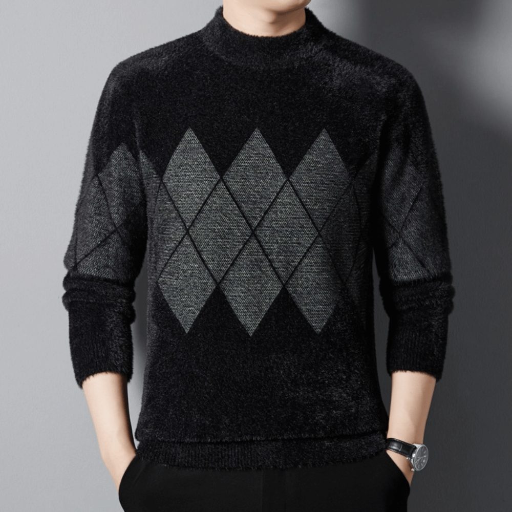 Otis | Long Sleeve Mock Neck Mens Argyle Jumper