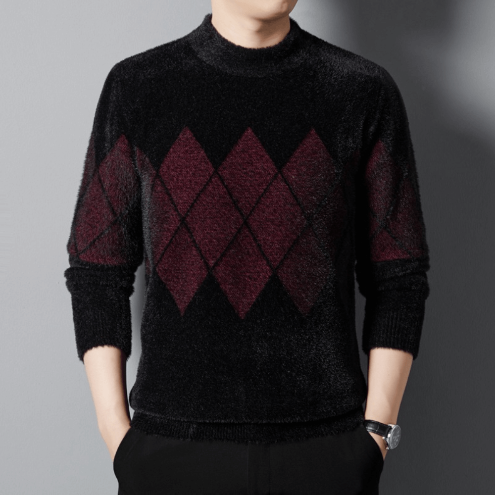 Otis | Long Sleeve Mock Neck Mens Argyle Jumper
