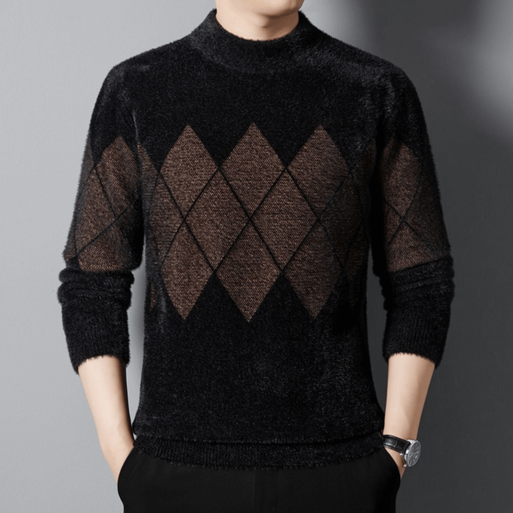 Otis | Long Sleeve Mock Neck Mens Argyle Jumper