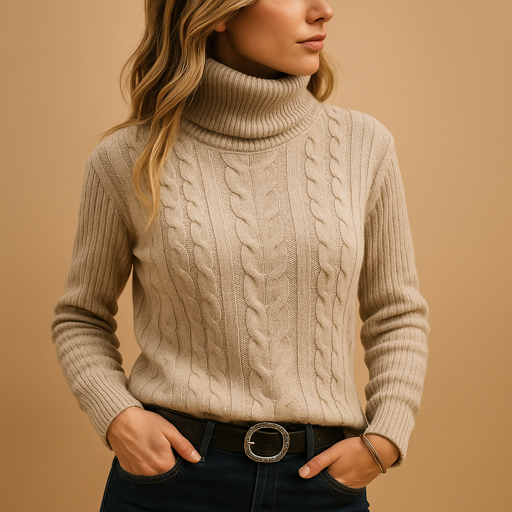 Ottilie | Cable Knit Roll Neck Womens Knit Jumper