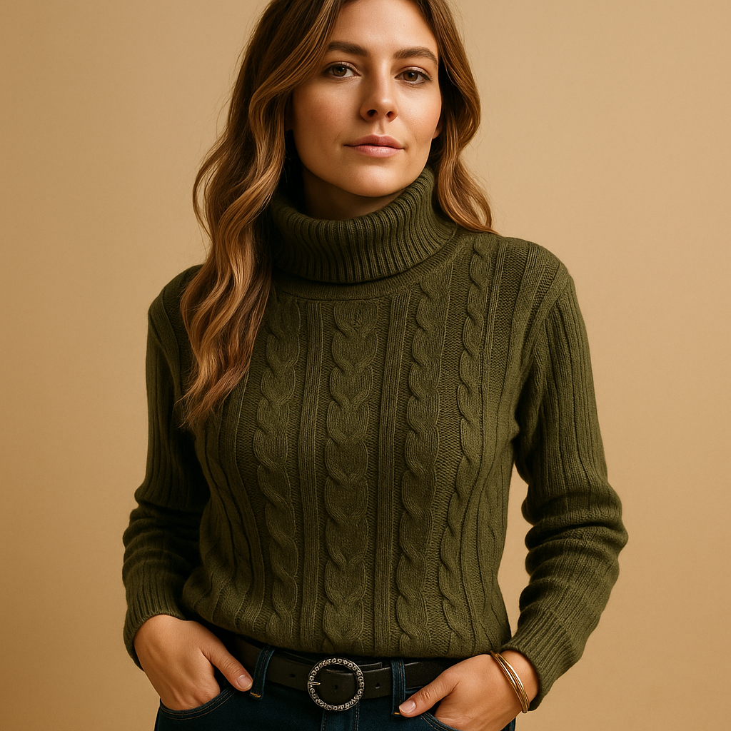 Ottilie | Cable Knit Roll Neck Womens Knit Jumper