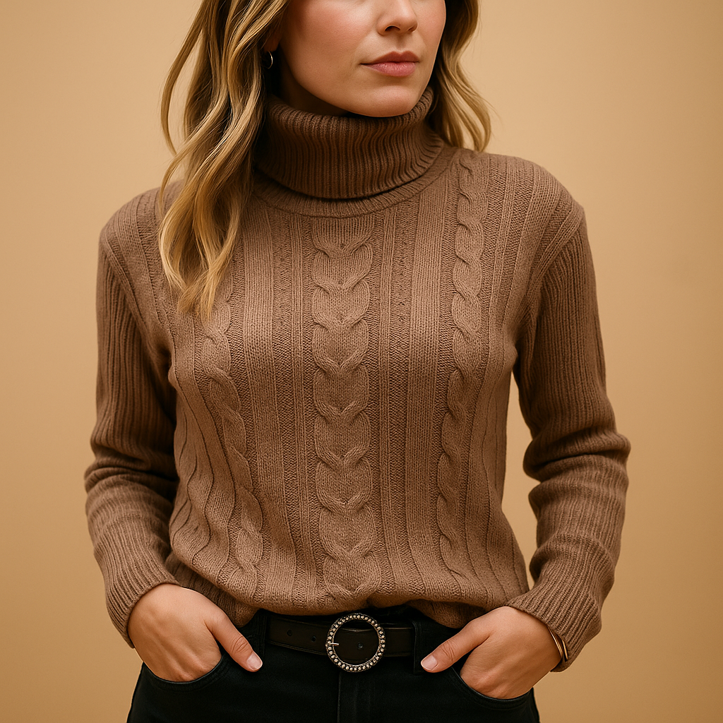 Ottilie | Cable Knit Roll Neck Womens Knit Jumper