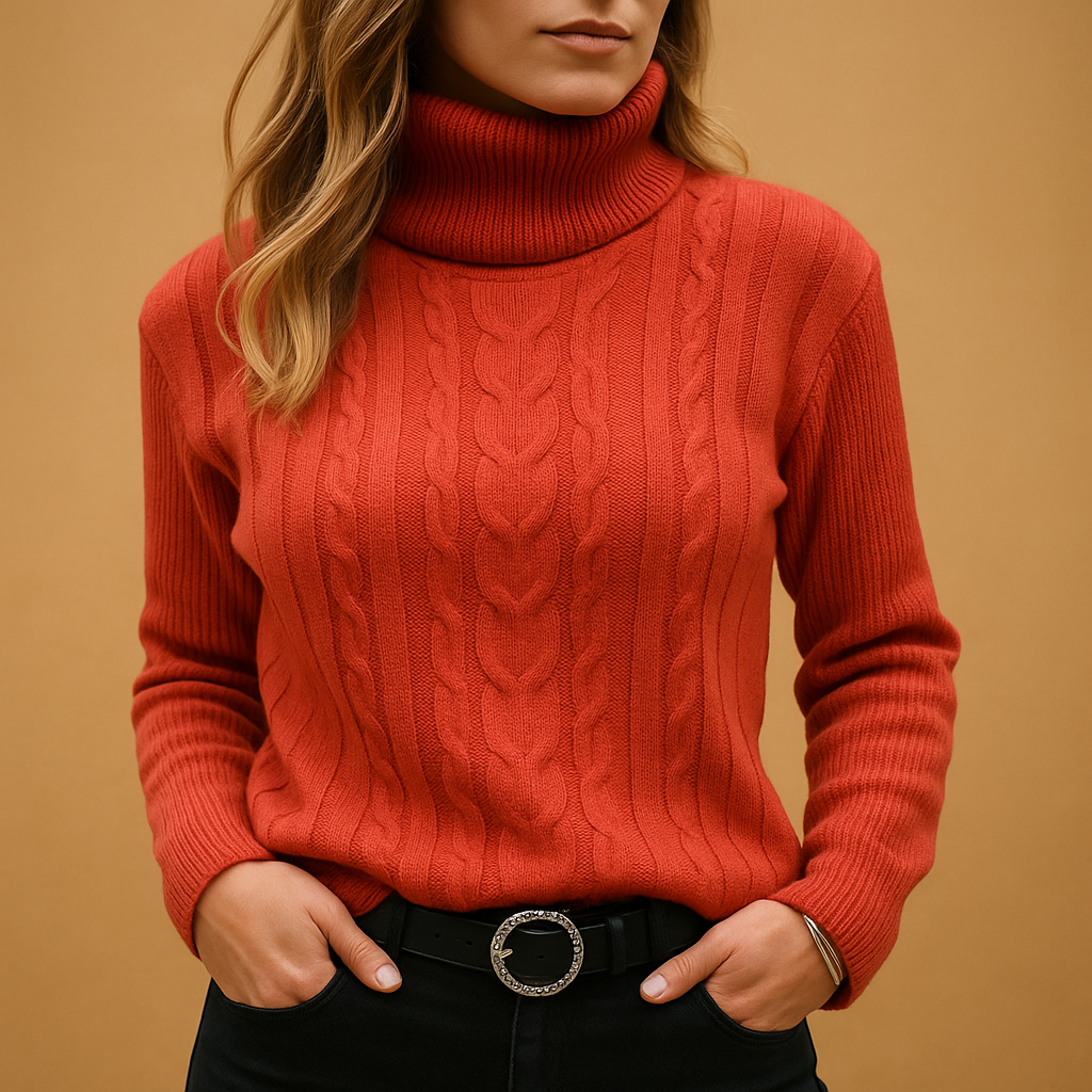 Ottilie | Cable Knit Roll Neck Womens Knit Jumper