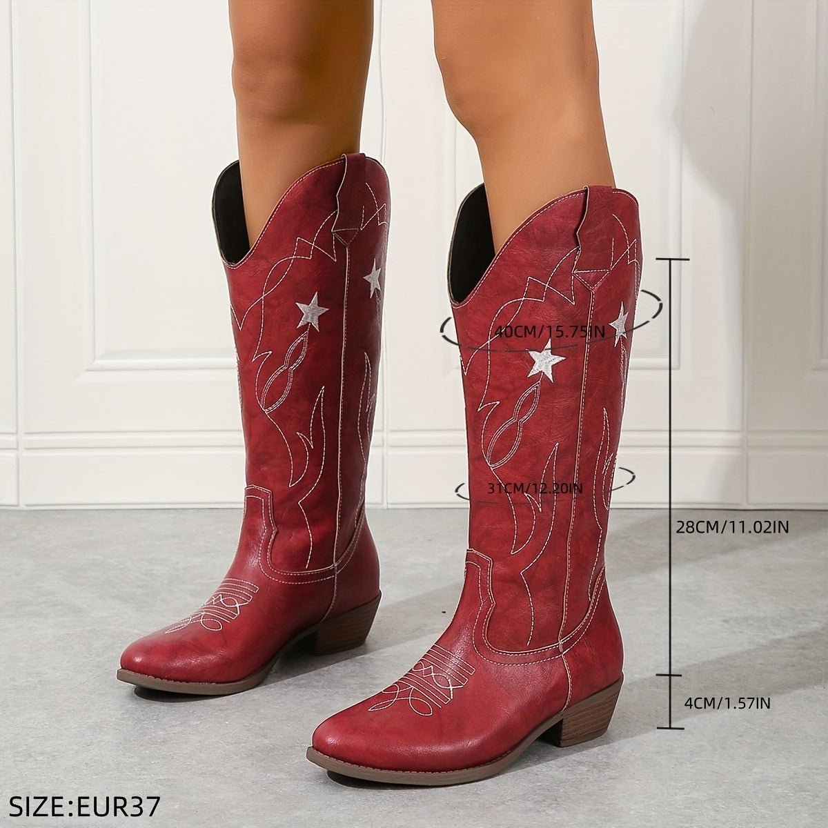 Ottilie | Refined Wide Fit Star-Stitched Cowboy Boots