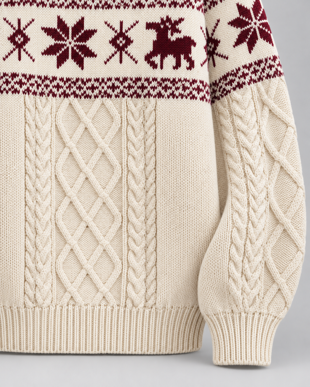 Ottilie | Stylish Cable Knit Reindeer Christmas Jumper for Women