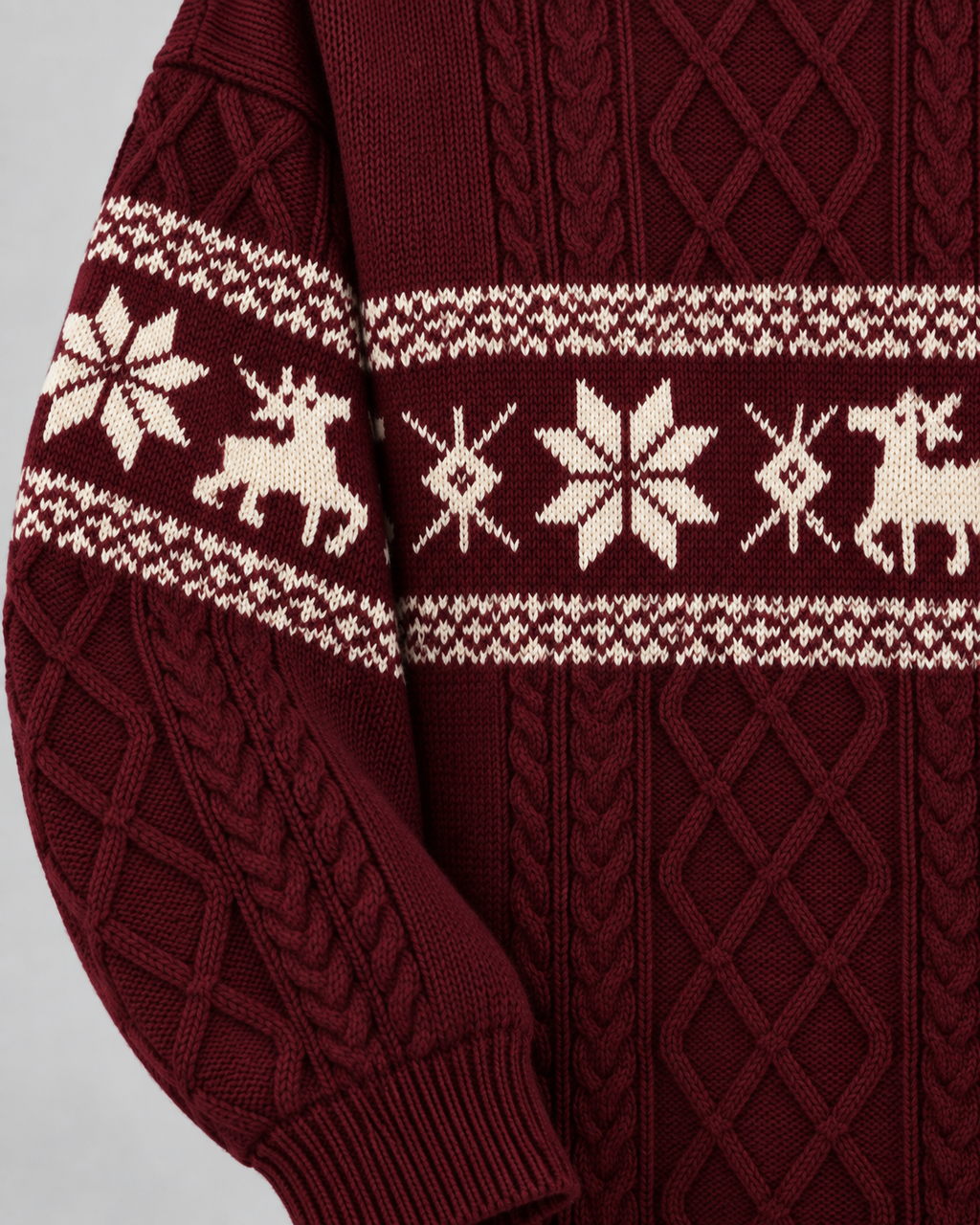 Ottilie | Stylish Cable Knit Reindeer Christmas Jumper for Women