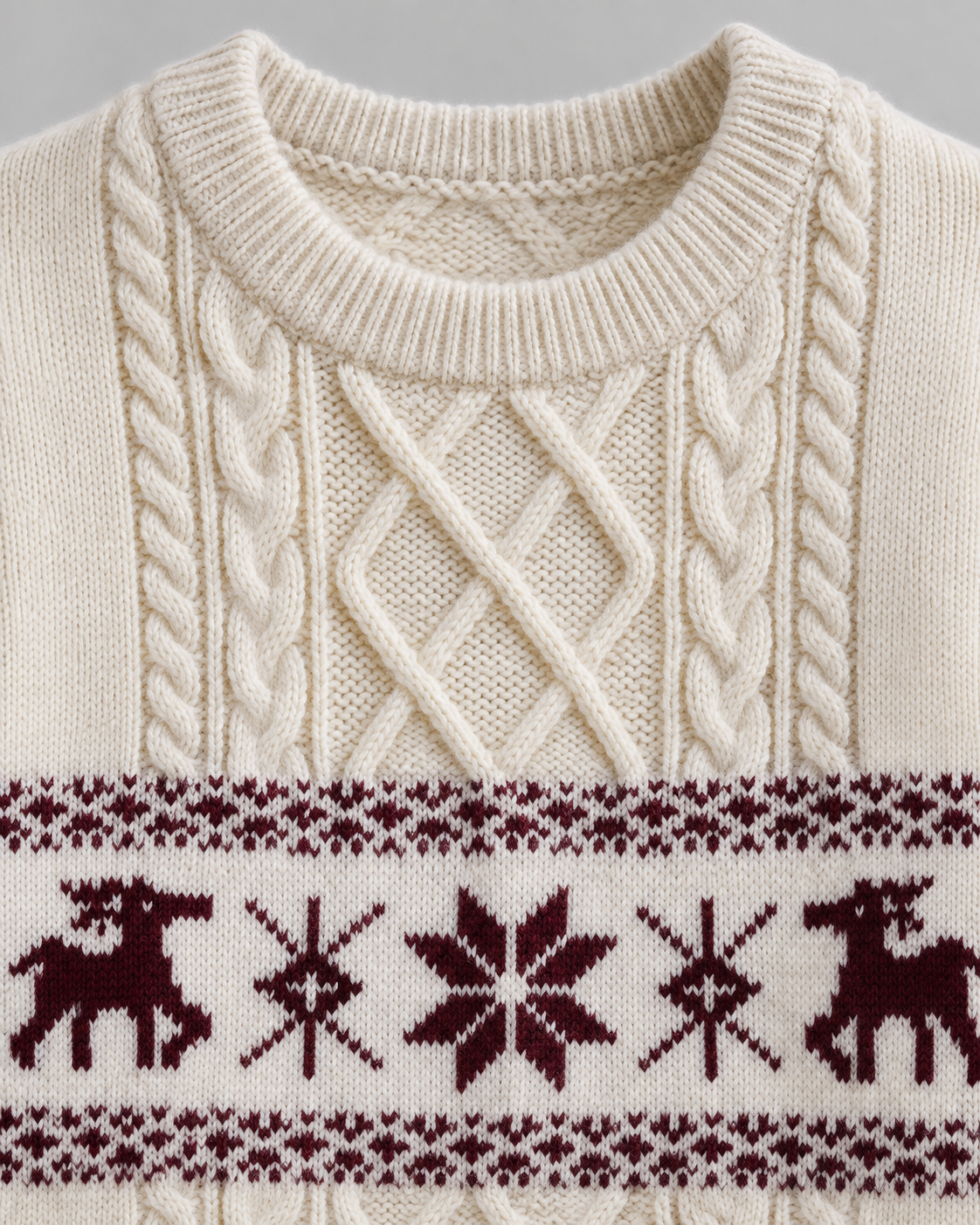 Ottilie | Stylish Cable Knit Reindeer Christmas Jumper for Women