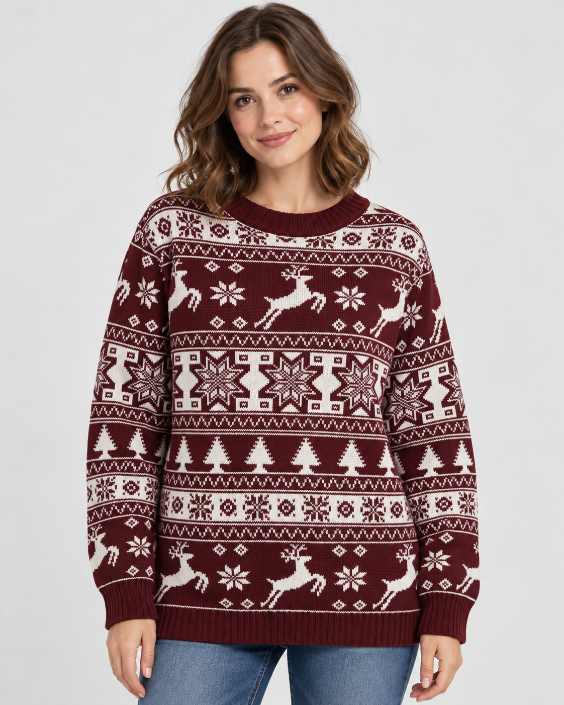 Penelope | Cosy Fair Isle Reindeer Ladies Xmas Jumpers
