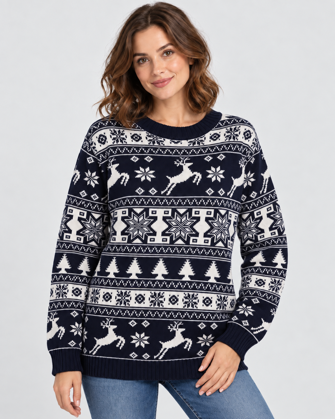 Penelope | Cosy Fair Isle Reindeer Ladies Xmas Jumpers