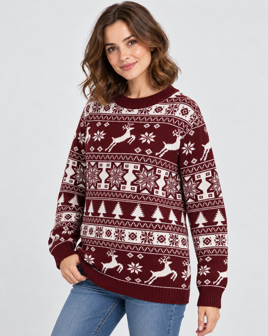 Penelope | Cosy Fair Isle Reindeer Ladies Xmas Jumpers