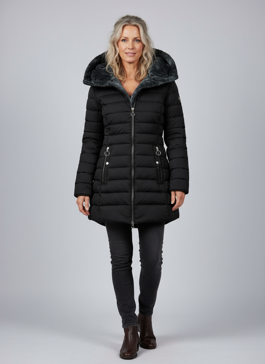 Penelope | Refined Hooded Long Puffer Coat