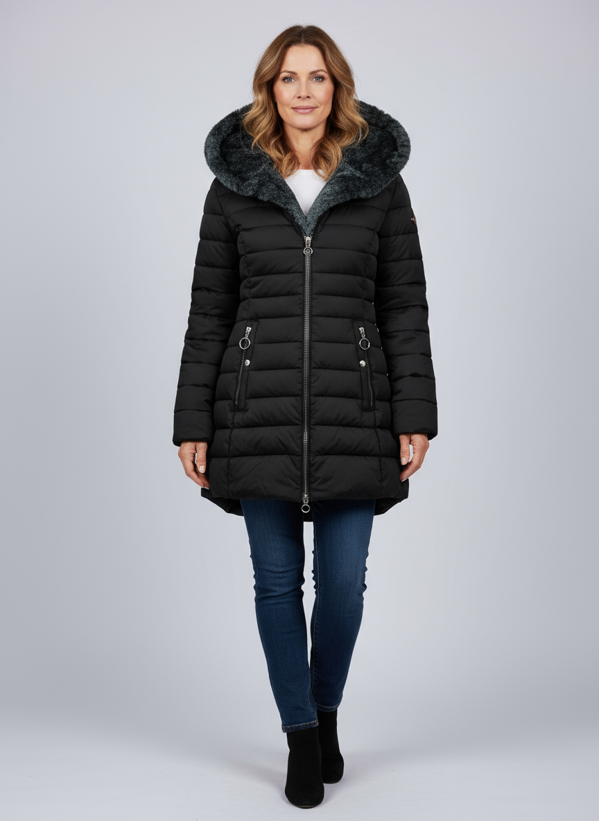 Penelope | Refined Hooded Long Puffer Coat