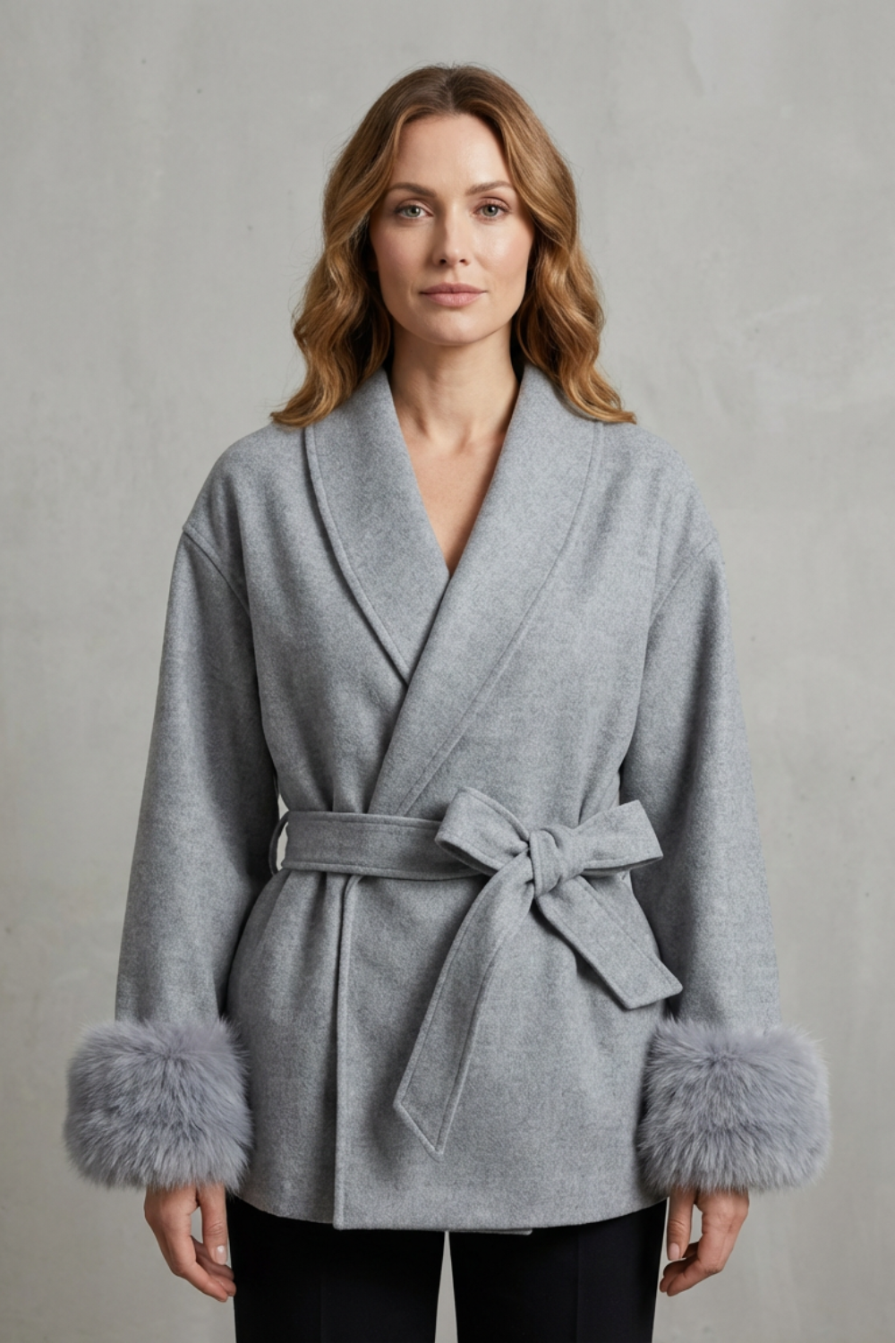 Penelope | Relaxed Belted Wrap Fur Coats for Women