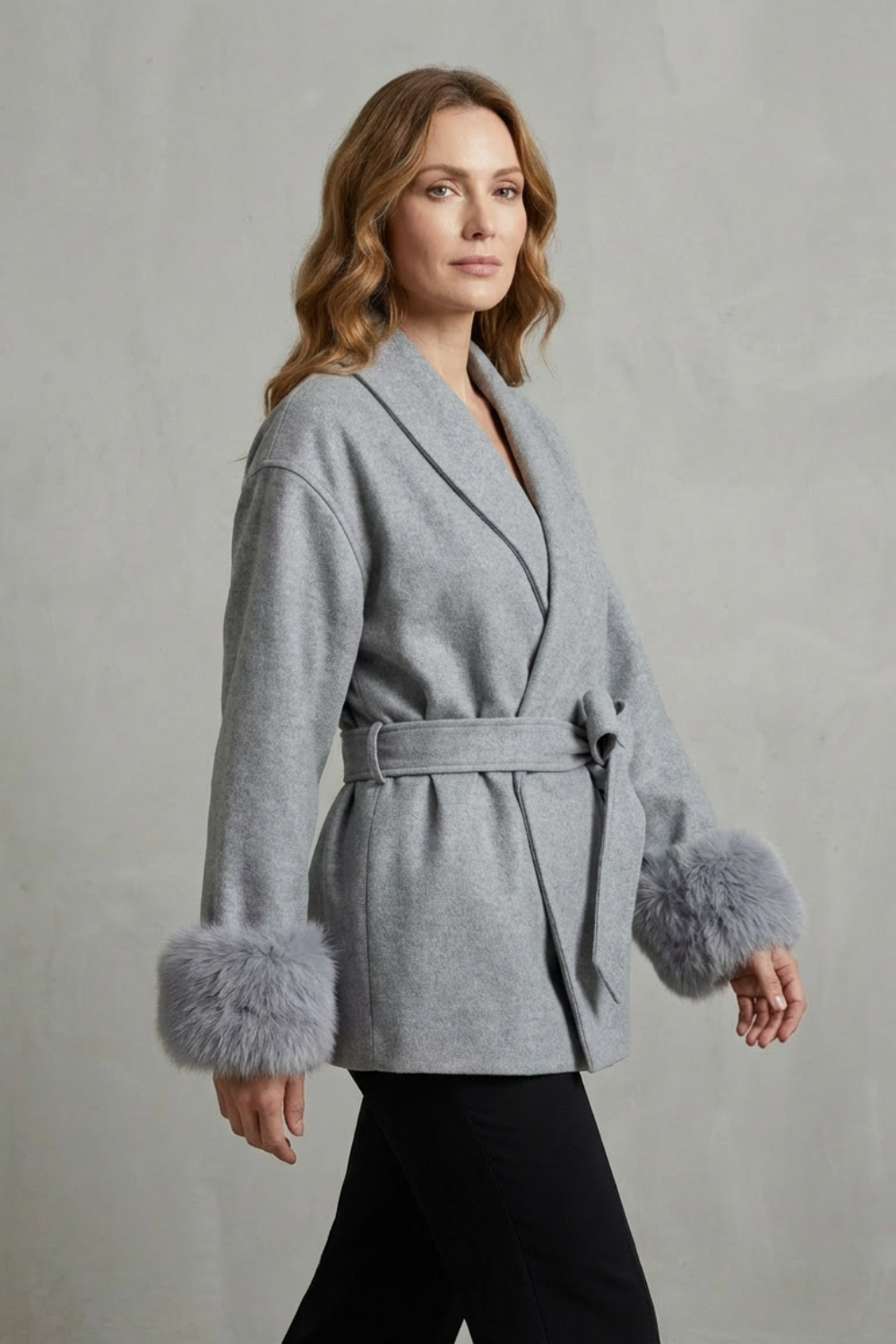 Penelope | Relaxed Belted Wrap Fur Coats for Women