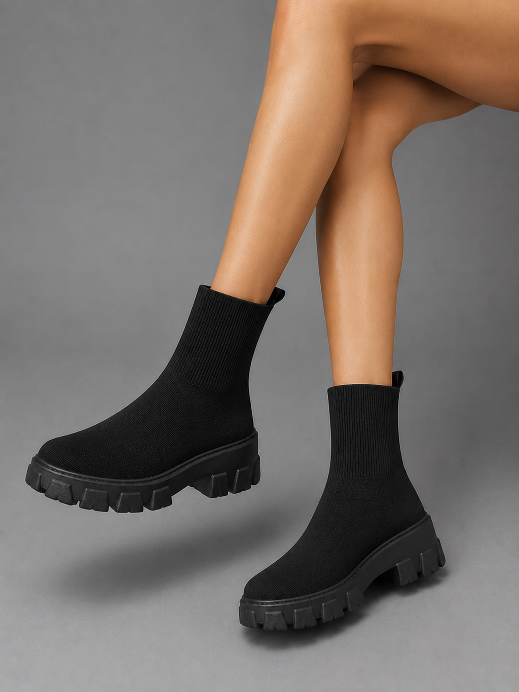 Phoebe | Elegant Wide Fit Boots with Chunky Sock Sole