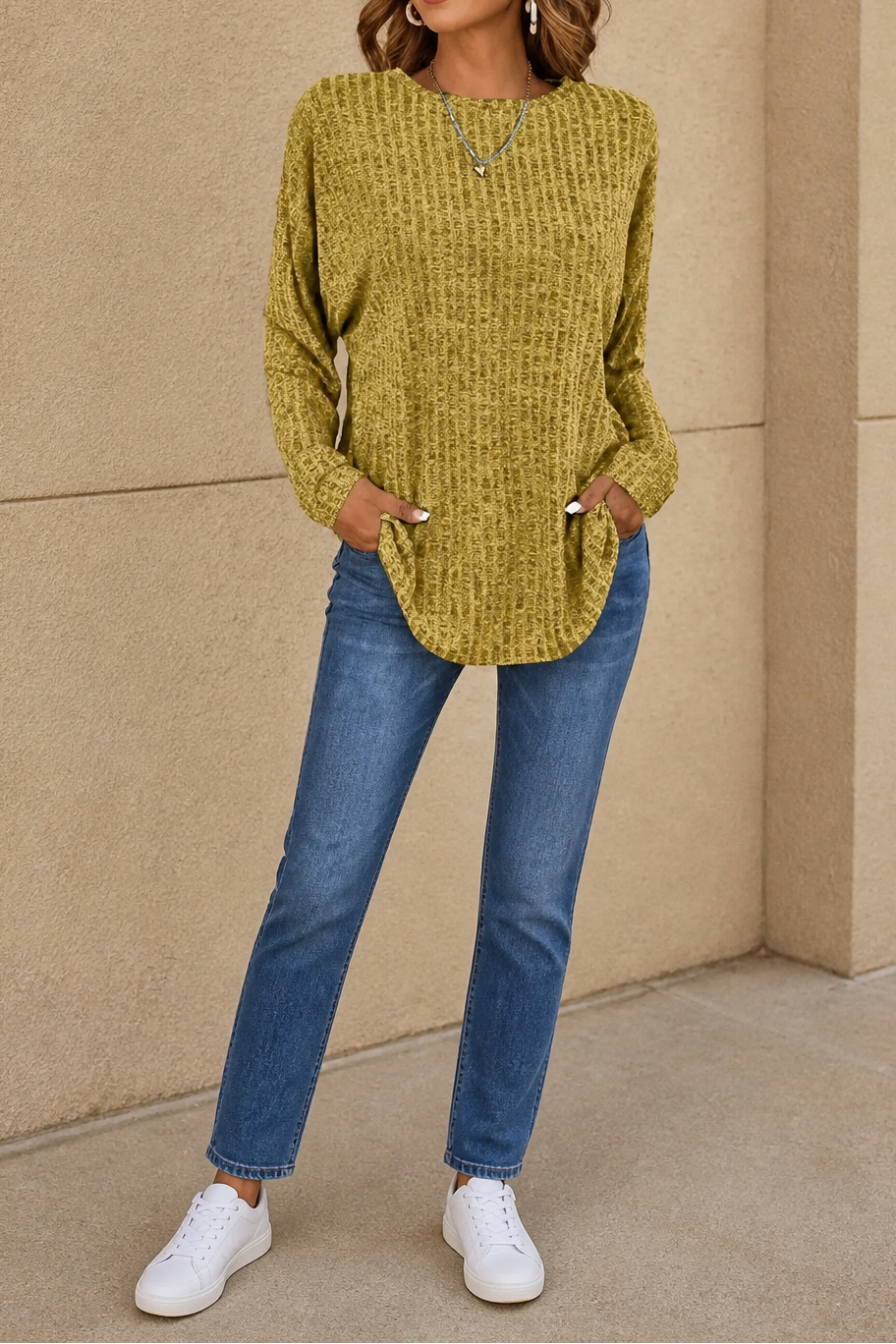 Phoebe | Oversized Ribbed Crew Neck Womens Knit Jumper