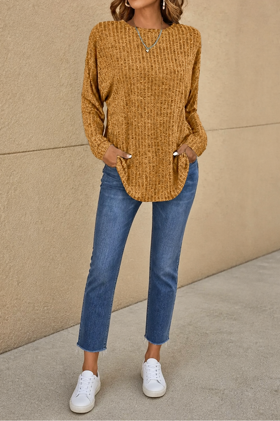Phoebe | Oversized Ribbed Crew Neck Womens Knit Jumper