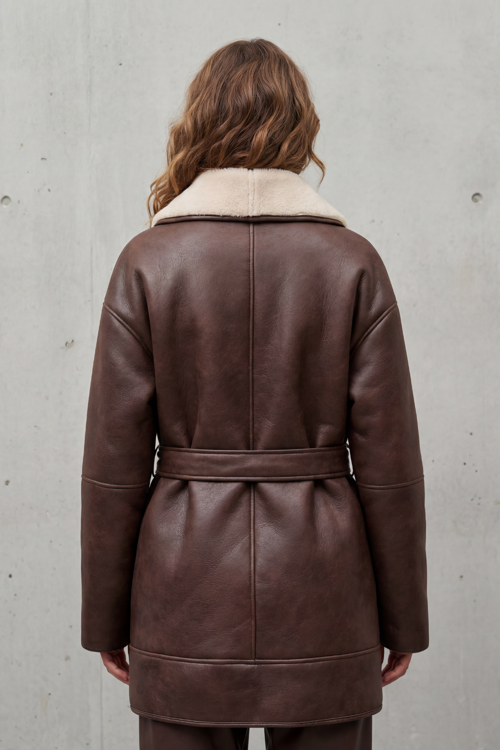 Phoebe | Relaxed Oversized Faux Fur Coat with Tie Belt