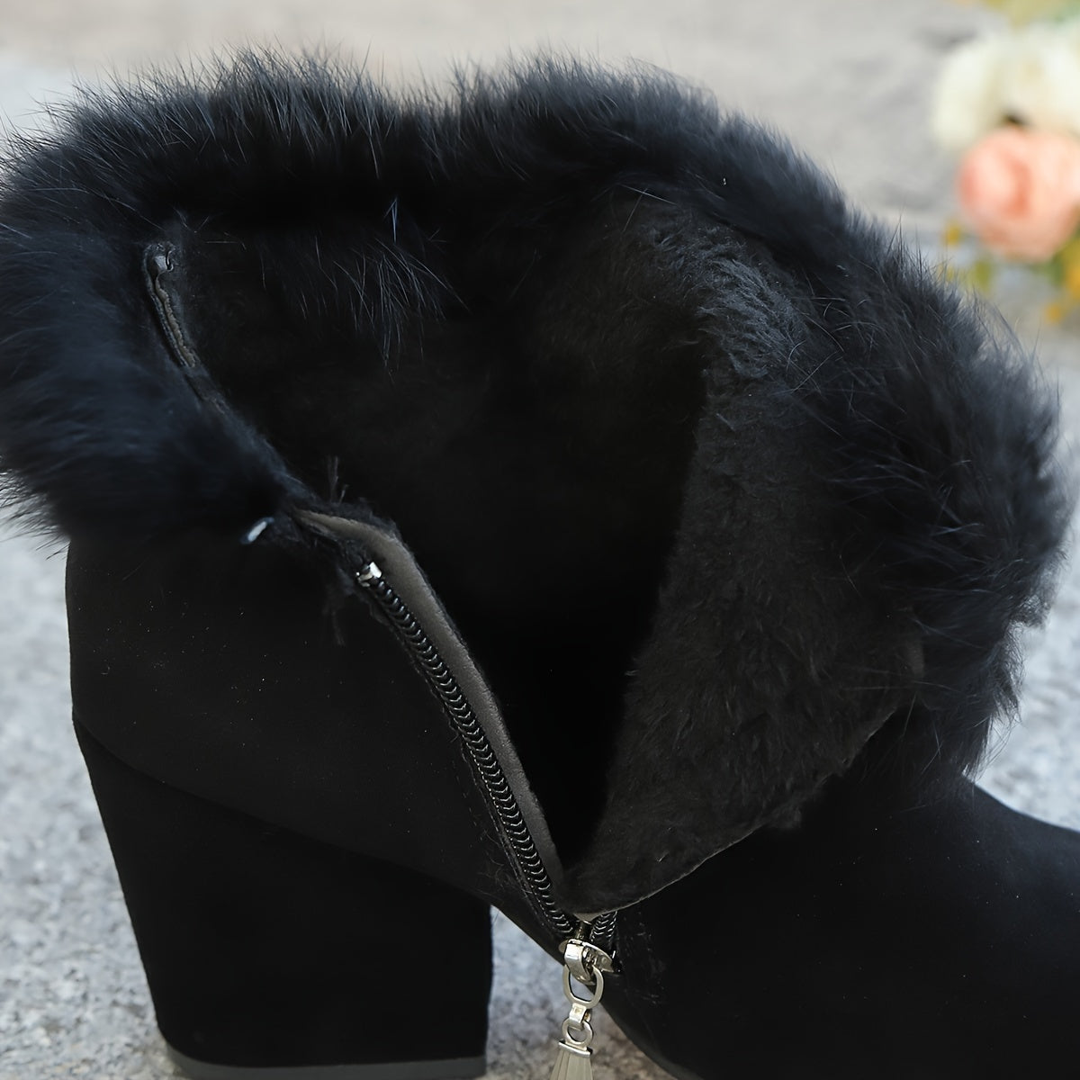 Phoebe | Timeless Plush-Trim Block Heel Womens Boots