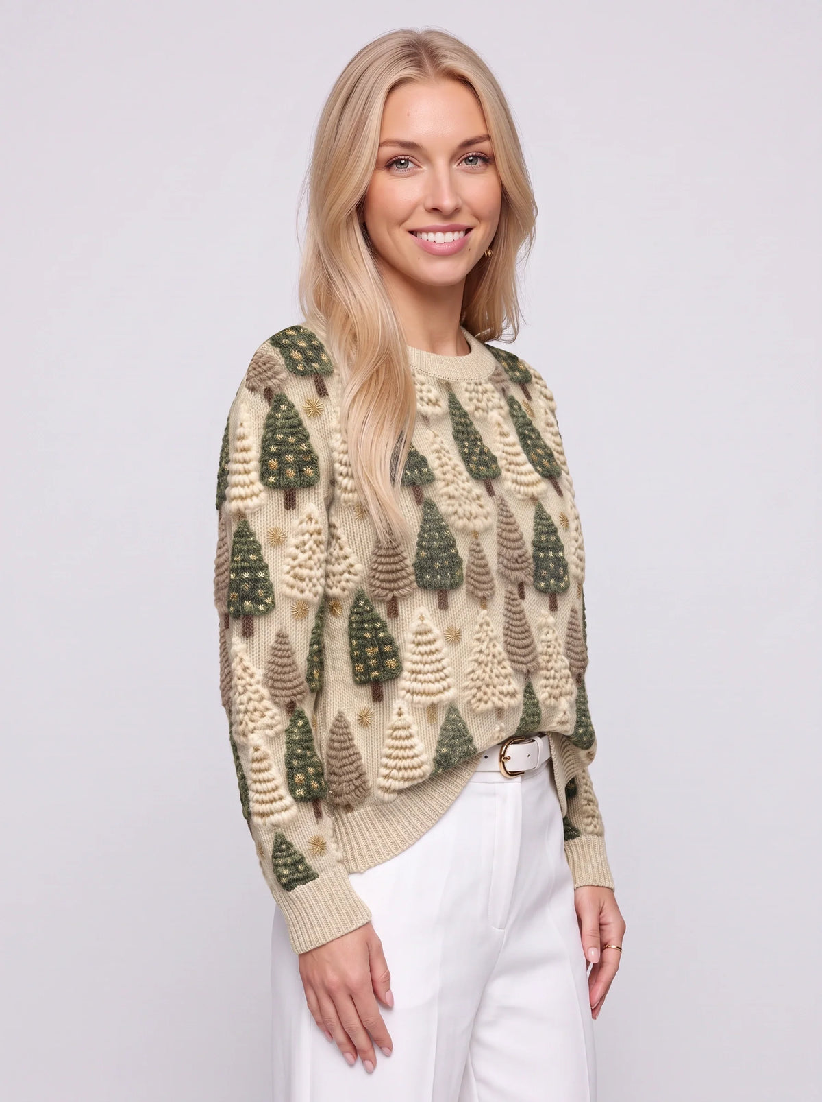 Poppy | Elegant Textured Christmas Tree Knit Jumper