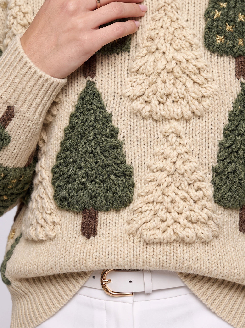 Poppy | Elegant Textured Christmas Tree Knit Jumper