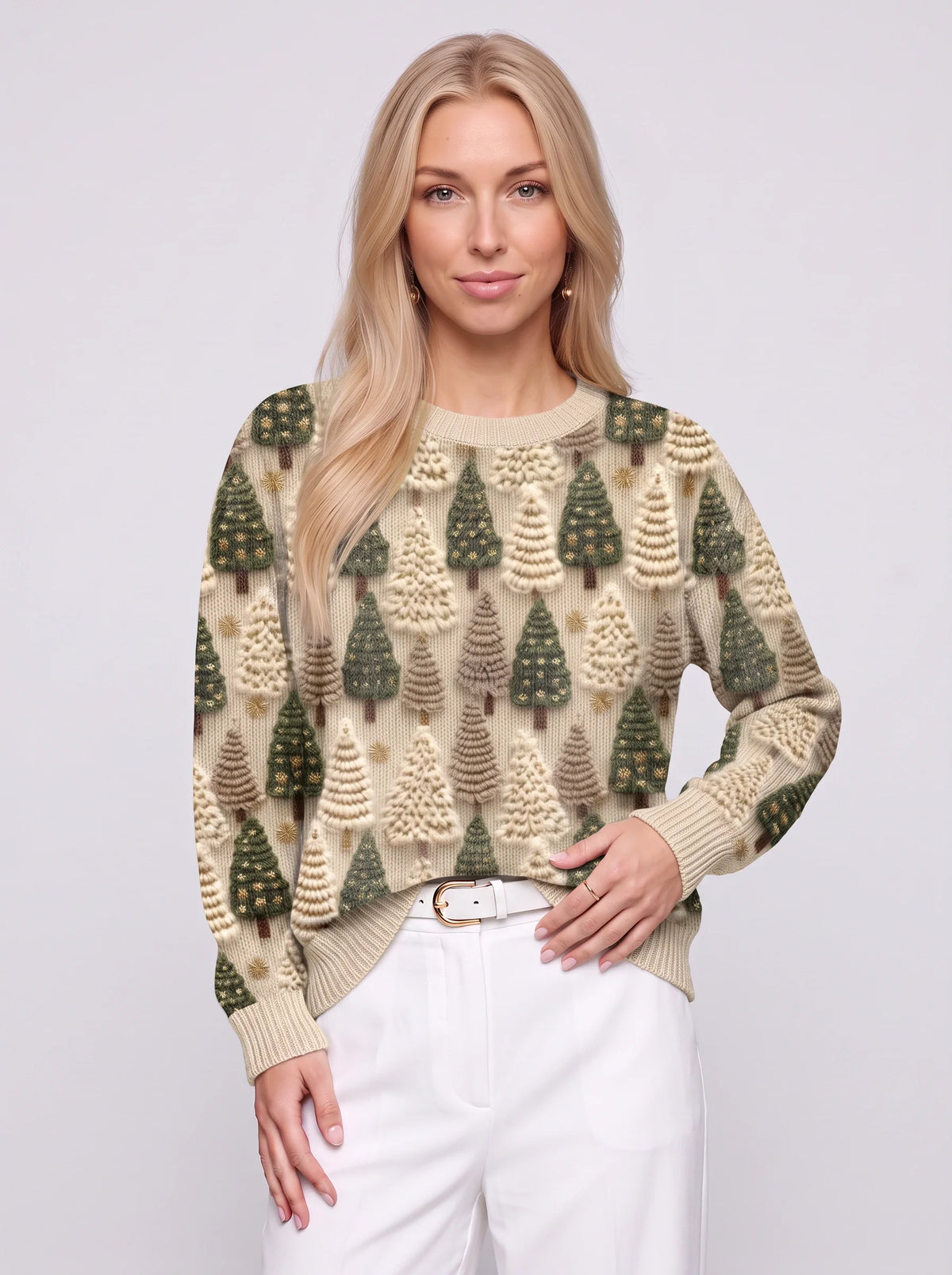 Poppy | Elegant Textured Christmas Tree Knit Jumper