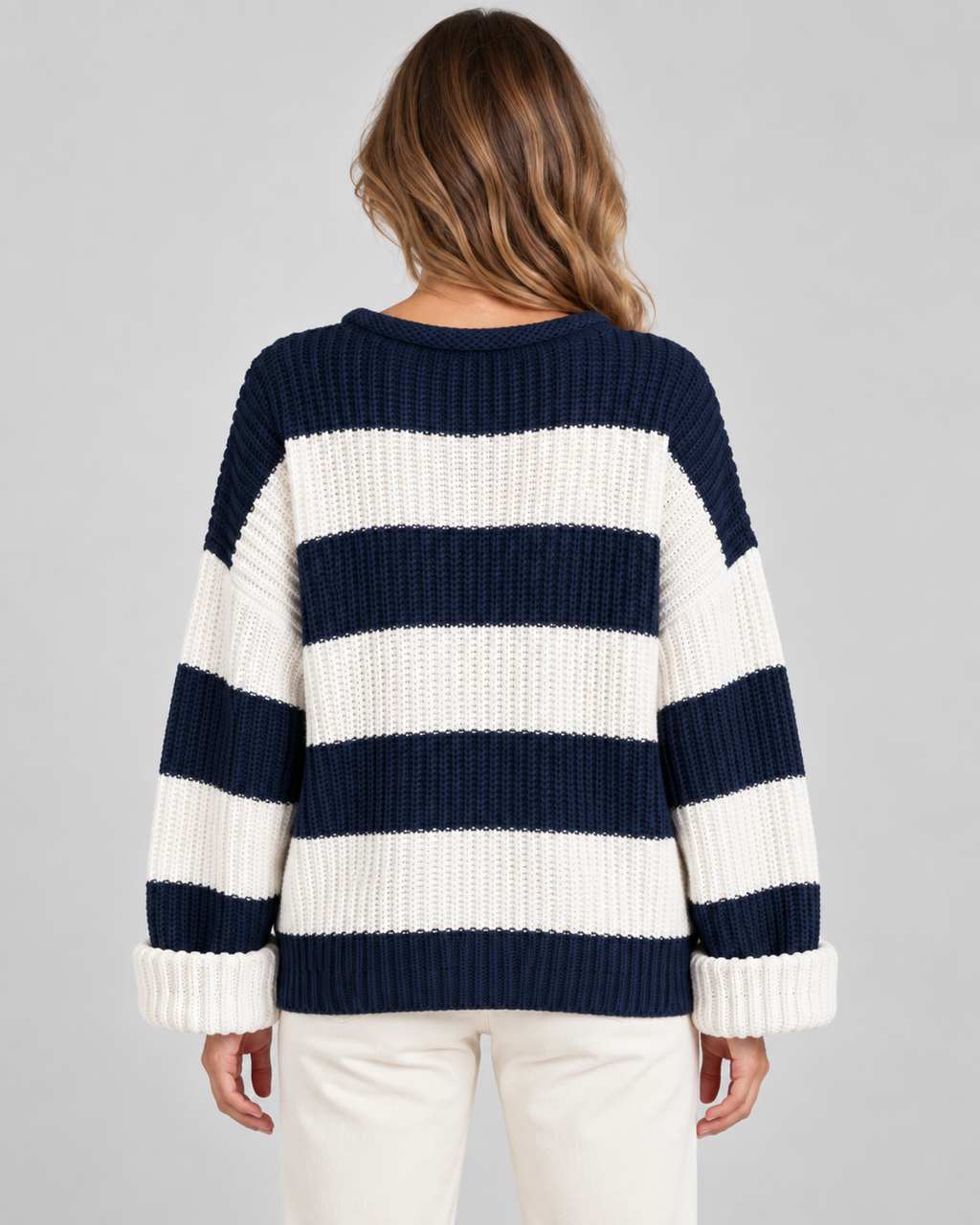 Poppy | Oversized Striped Crew Neck Womens Knit Jumper