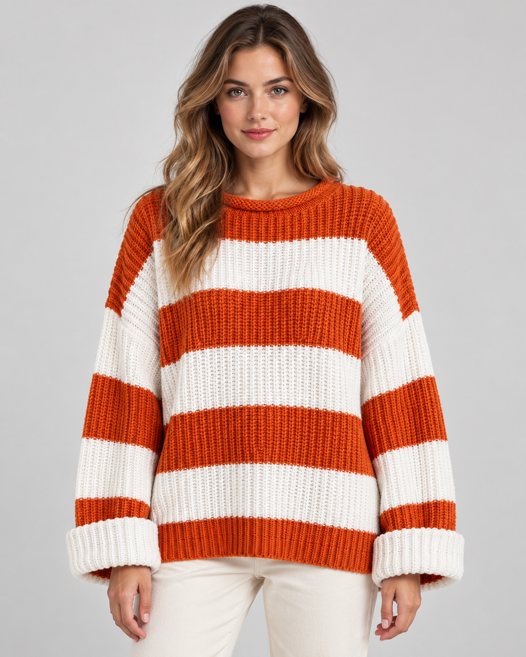 Poppy | Oversized Striped Crew Neck Womens Knit Jumper