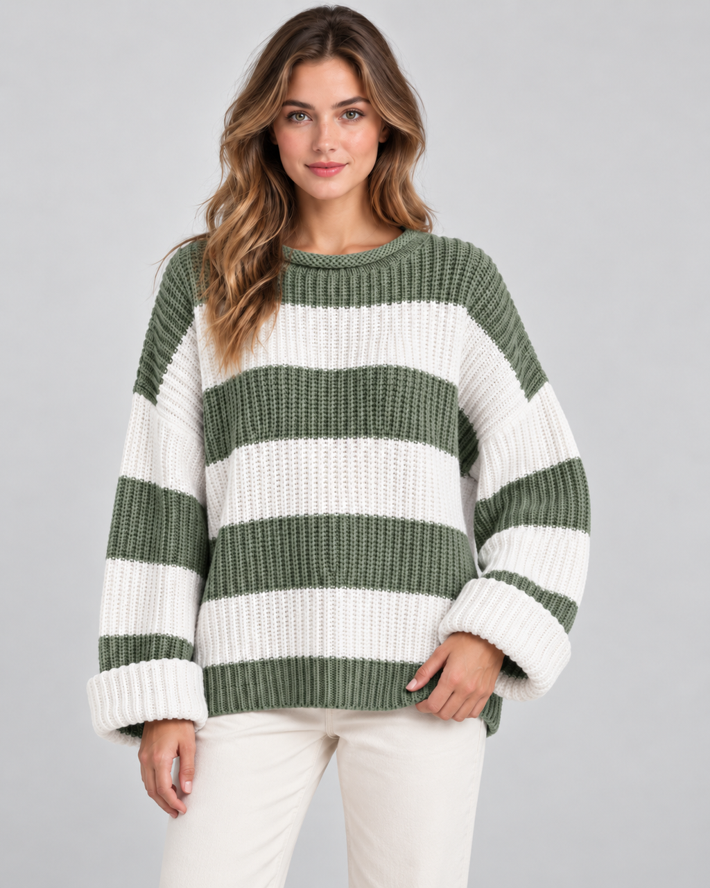 Poppy | Oversized Striped Crew Neck Womens Knit Jumper