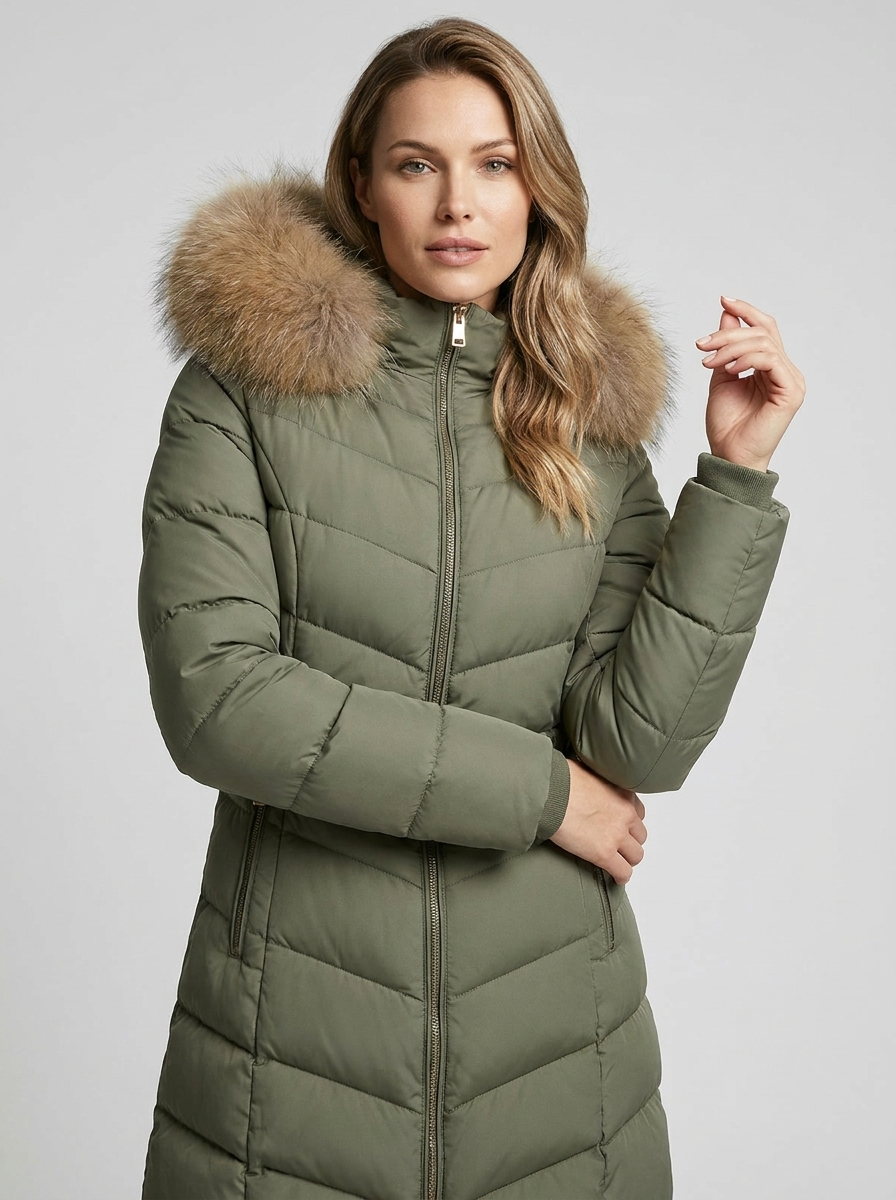 Poppy | Polished Quilted Hooded Long Puffer Coat
