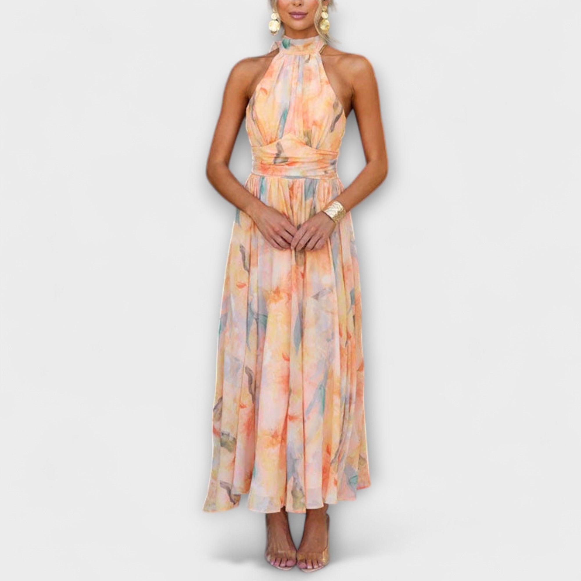Poppy | Sophisticated Halter Neck Cocktail Maxi Dress