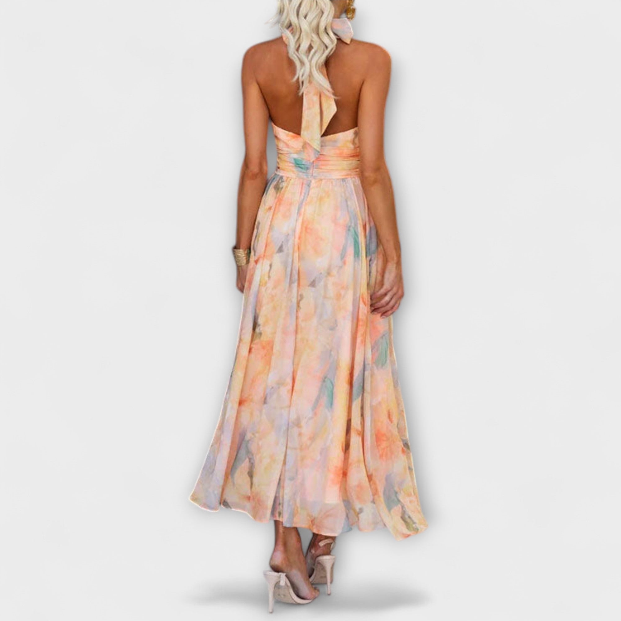 Poppy | Sophisticated Halter Neck Cocktail Maxi Dress