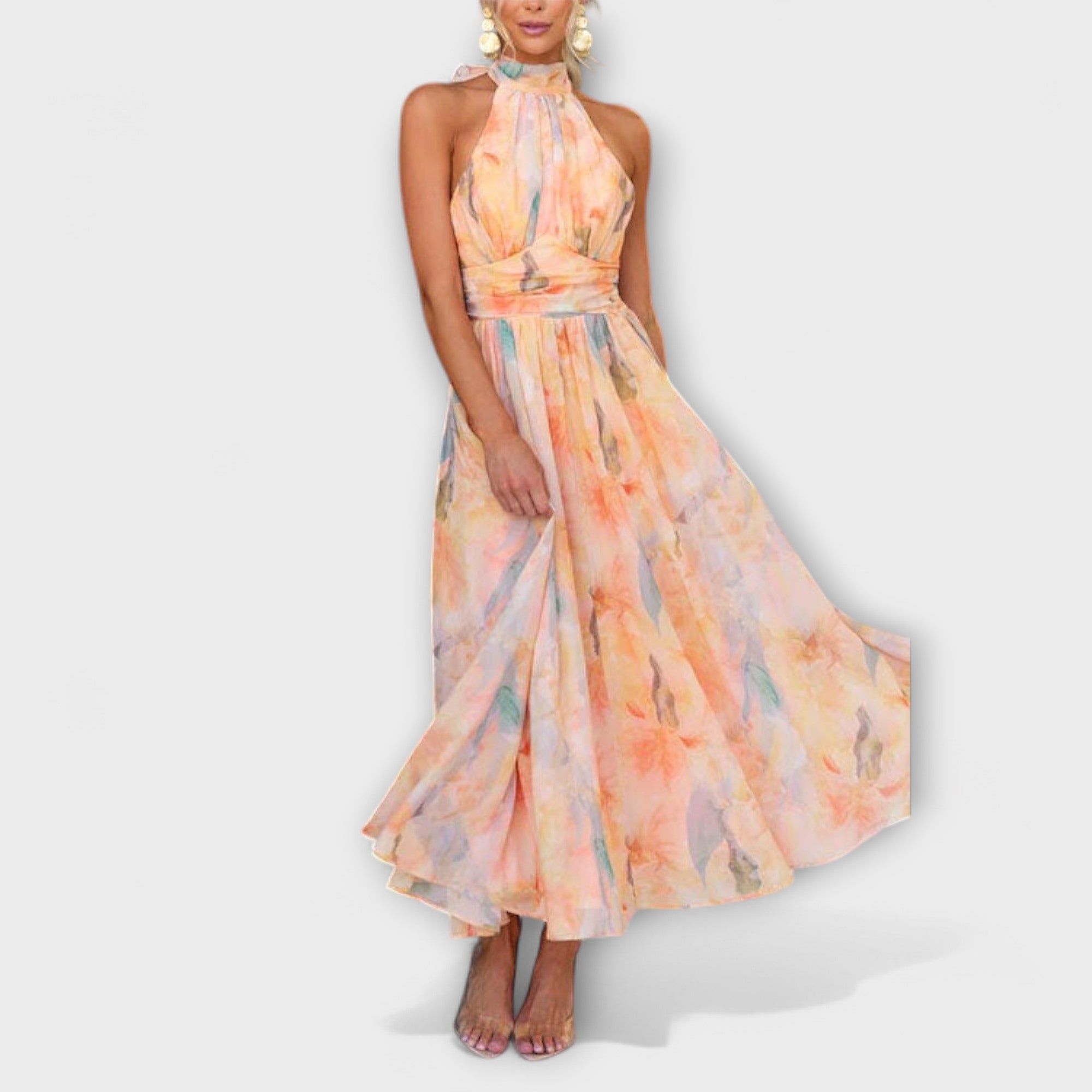 Poppy | Sophisticated Halter Neck Cocktail Maxi Dress