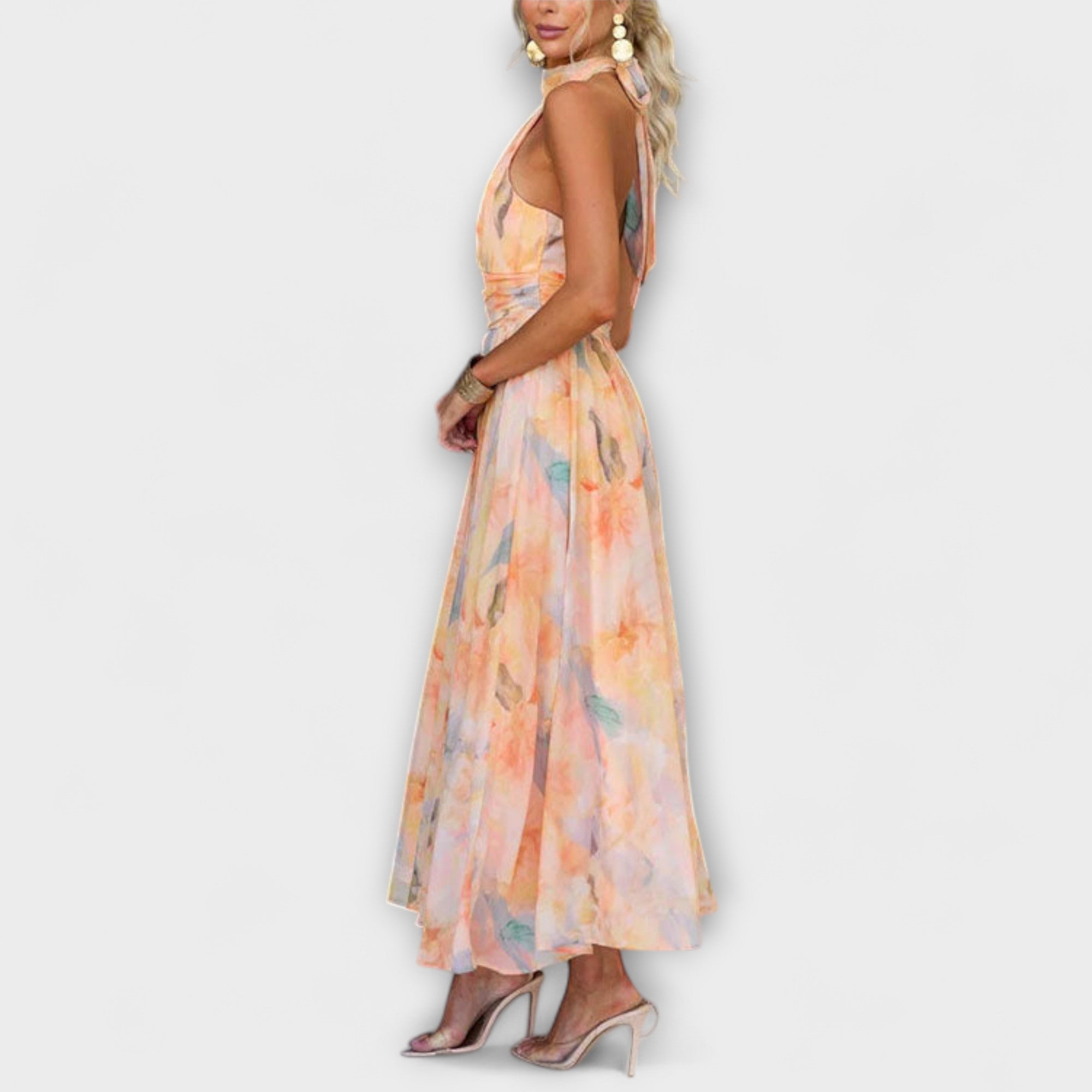 Poppy | Sophisticated Halter Neck Cocktail Maxi Dress