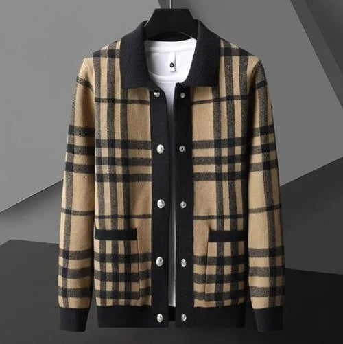 Ralph | Checked Button-Through Mens Knit Jumper